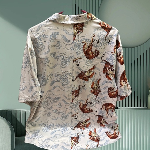 Vatpave White Tiger Print Shirt size XL - Picture 3 of 9